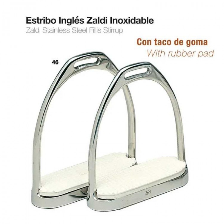 ESTRIBO INGLÉS ZALDI INOXIDABLE CON TACO 22108