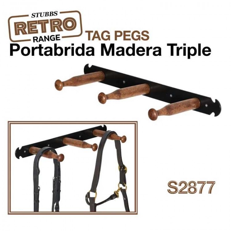 PORTABRIDA MADERA TRIPLE STUBBS RETRO TACK PEGS S2877