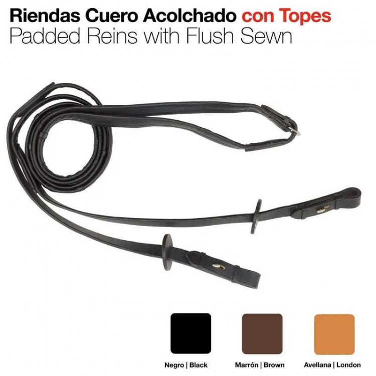 RIENDAS CUERO ACOLCHADO CON TOPES 1821 