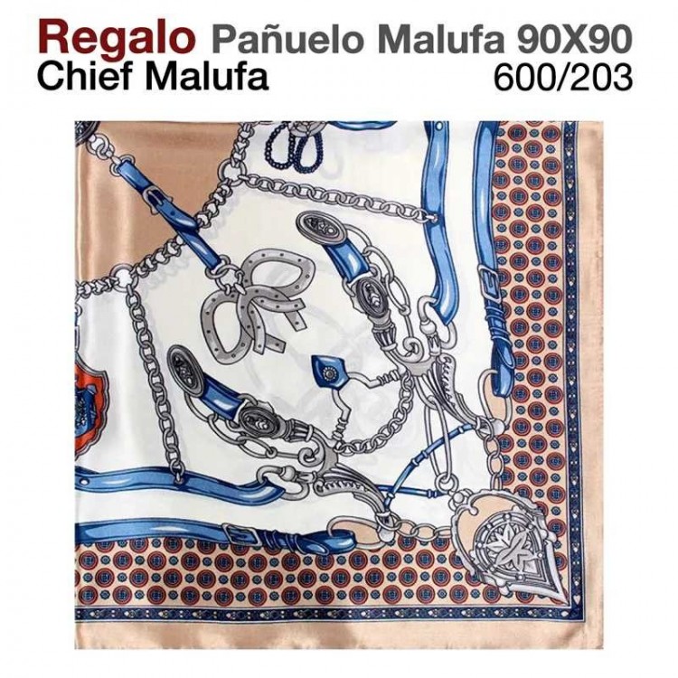 REGALO PAÑUELO MALUFA 90x90 600/203 BEIGE/AZUL