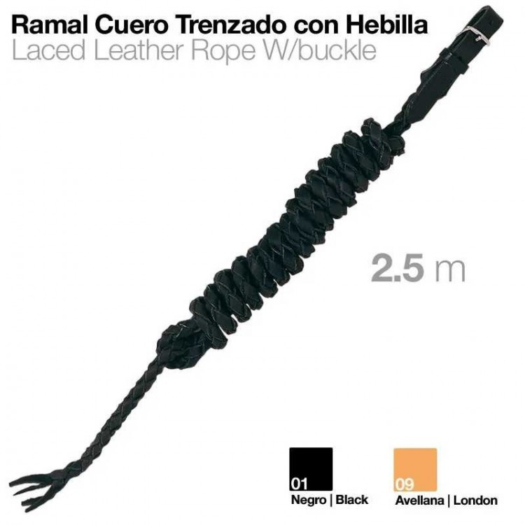 RAMAL CUERO TRENZADO CON HEBILLA 2.5m