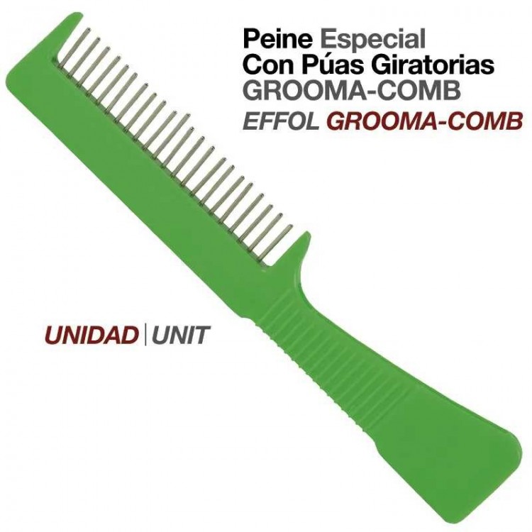 PEINE ESPECIAL CON PÚAS GIRATORIAS GROOMA-COMB