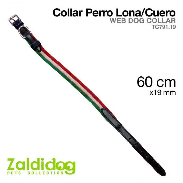 PERRO COLLAR LONA/CUERO TC791.19 60cm X 19mm