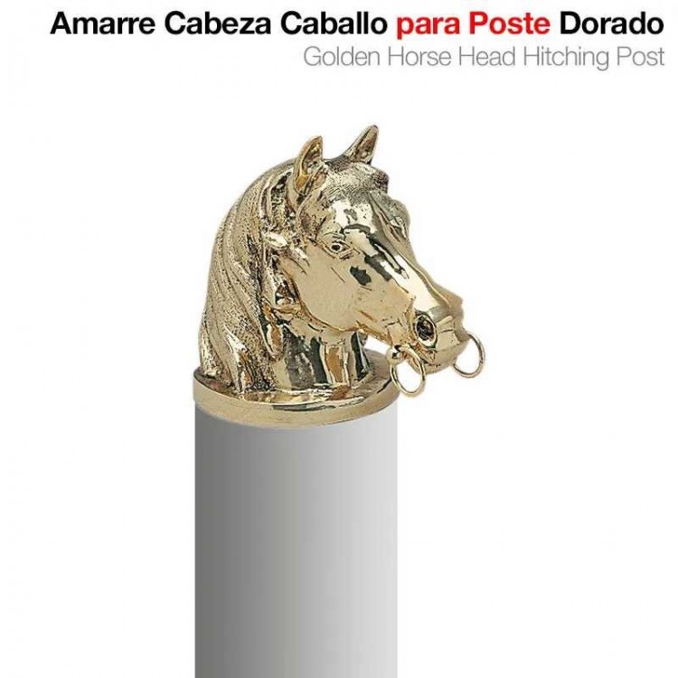 AMARRE CABEZA CABALLO PARA POSTE DORADO