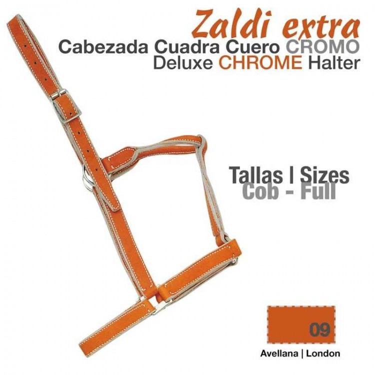 CABEZADA CUADRA CUERO CROMO ZALDI EXTRA