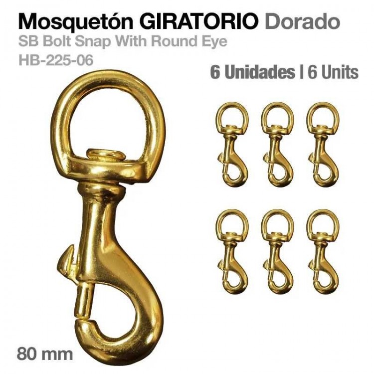 MOSQUETÓN GIRATORIO DORADO HB225-06 8cm 6uds