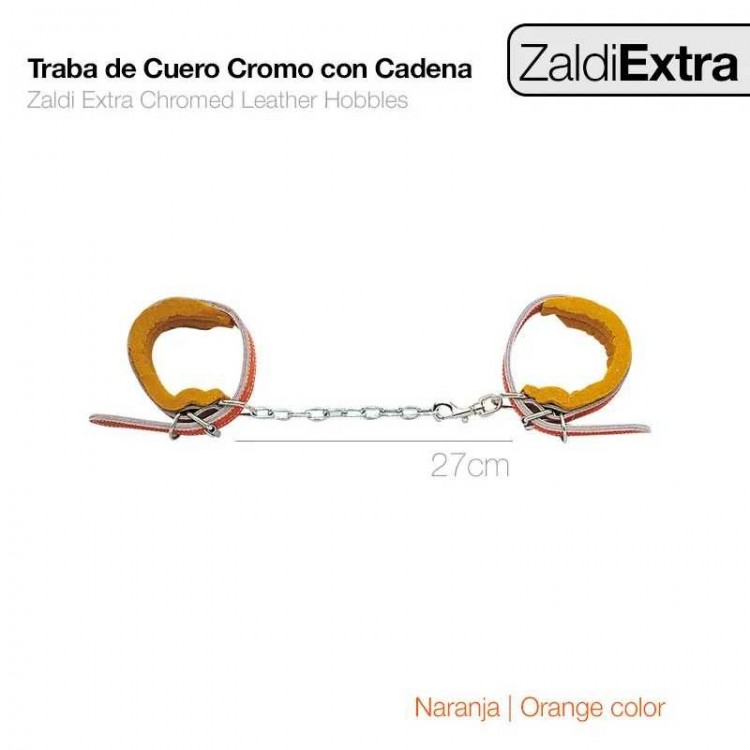 TRABA CUERO CROMO CON CADENA ZALDI EXTRA