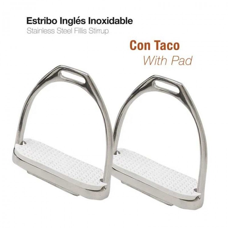 ESTRIBO INGLÉS INOX CON TACO A01-14A 12cm