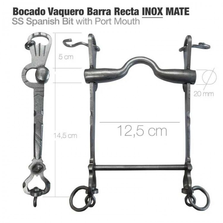 BOCADO VAQUERO BARRA RECTA CROMADO 12.5cm