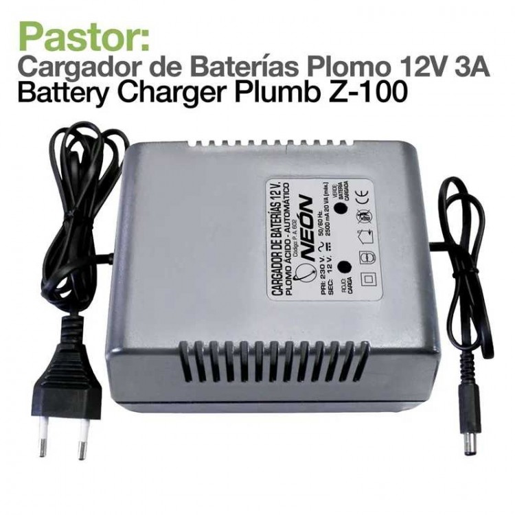 PASTOR: CARGADOR DE BATERÍAS PLOMO Z-100 12V 3A