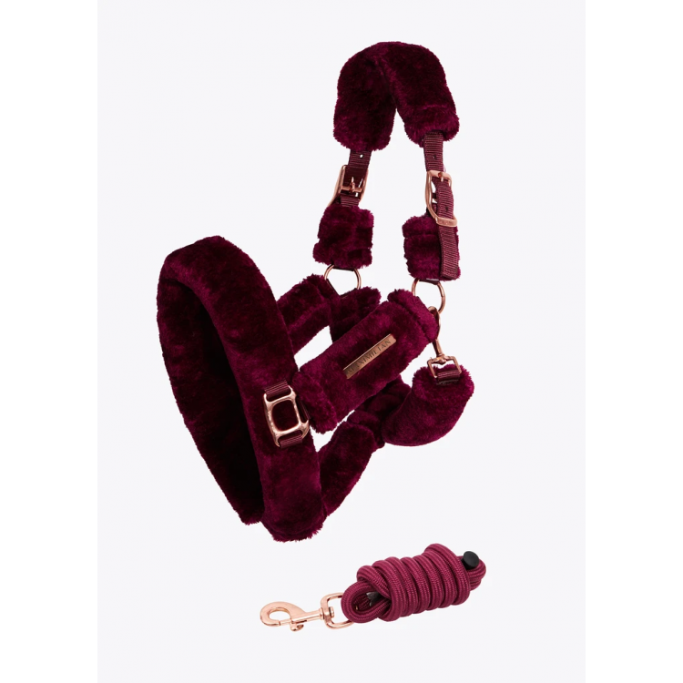 Fluffy Halter + Lead Rope (Burgundy)