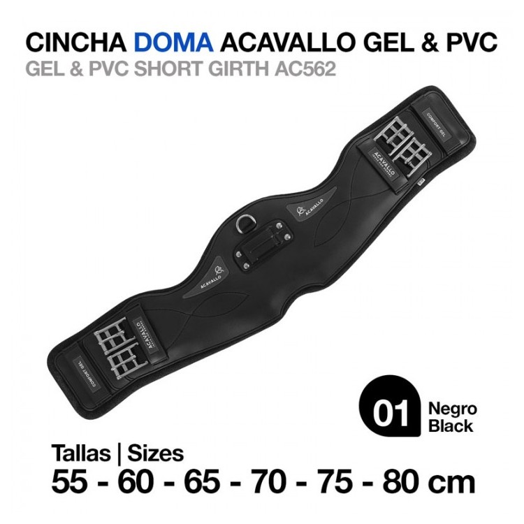 CINCHA DOMA ACAVALLO GEL & PVC AC562 NEGRO