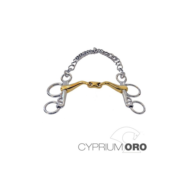 BOCADO SEFTON CYPRIUM ORO PELHAM EMBOCADURA 45º PARTIDA DOBLE PIERNA CORTA