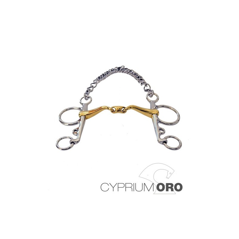 BOCADO SEFTON CYPRIUM ORO PELHAM EMBOCADURA 45º PARTIDA DOBLE PIERNA LARGA