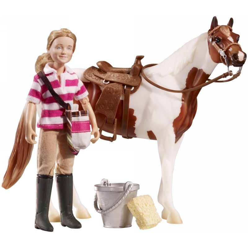 Juguete BREYER set animales de la granja western, con tapiz